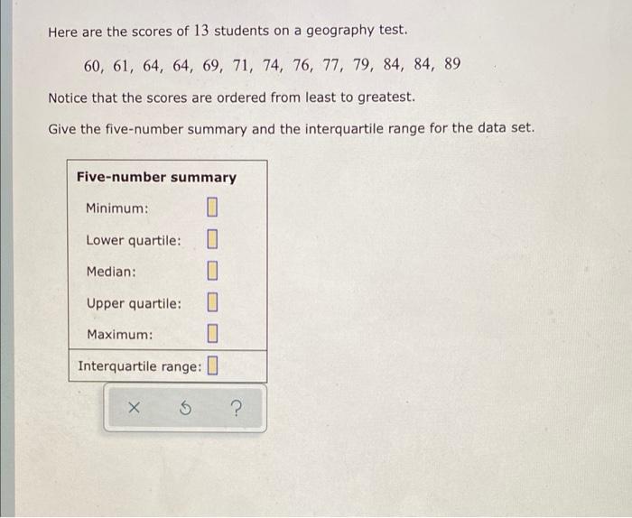 Solved Here are the scores of 13 students on a geography | Chegg.com