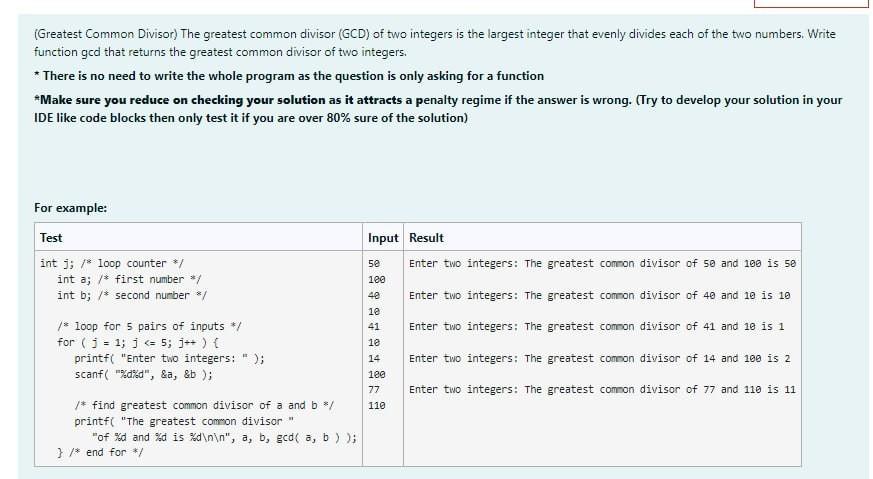 Solved (Greatest Common Divisor) The Greatest Common Divisor | Chegg.com