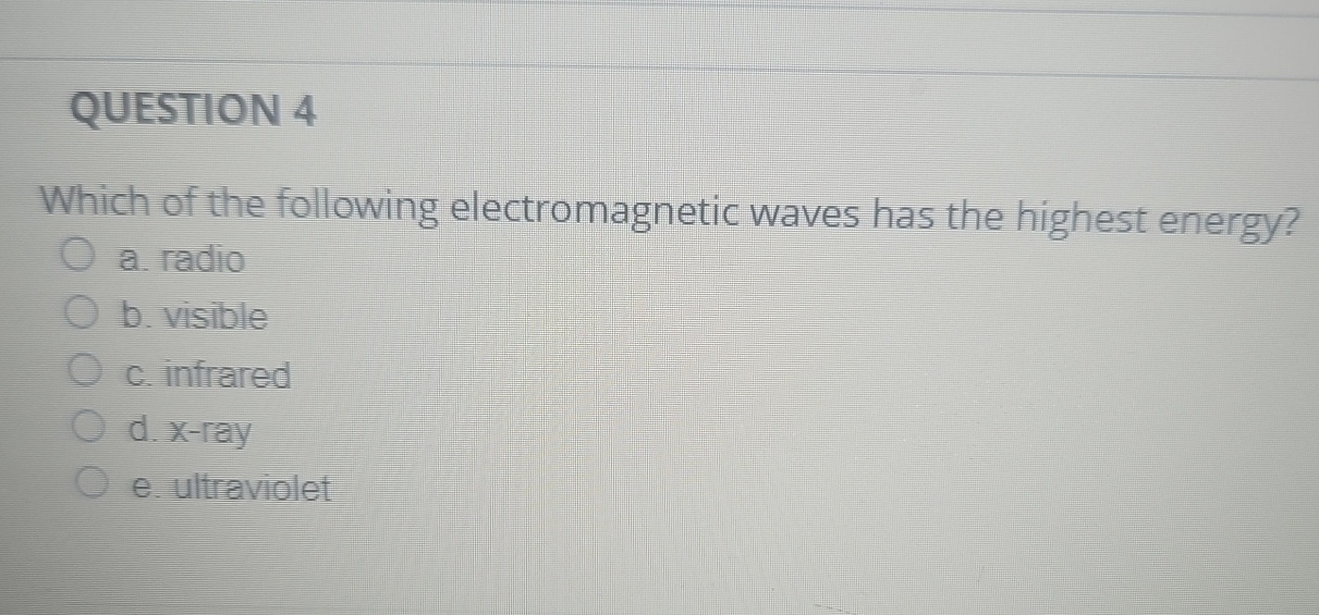 Solved Question 4which Of The Following Electromagnetic