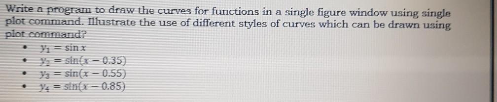 Solved Write a program to draw the curves for functions in a | Chegg.com