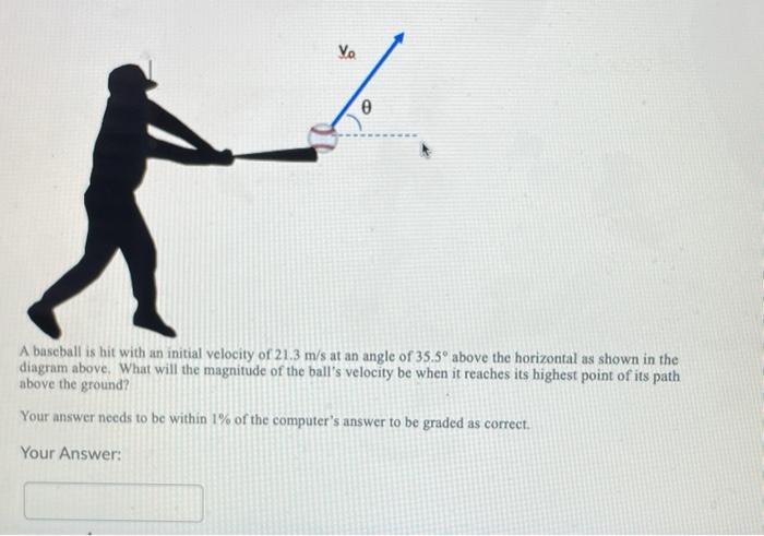 Solved Va % A baseball is hit with an initial velocity of | Chegg.com