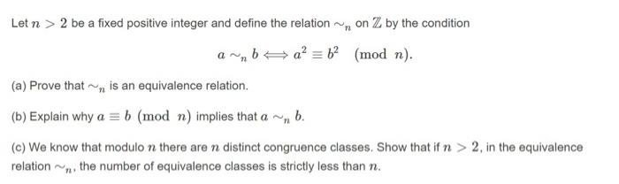 Solved Let n > 2 be a fixed positive integer and define the | Chegg.com