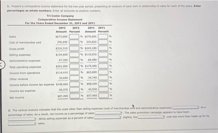 Solved Vertical Analysis of Income Statement For 20Y2, | Chegg.com