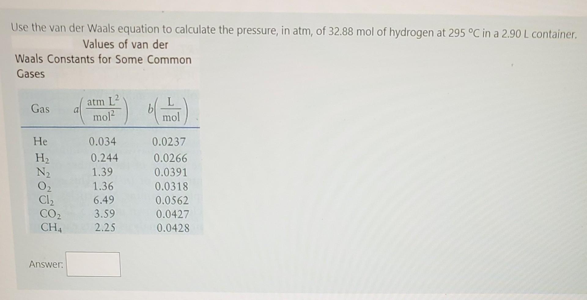 [Solved]: Use The Van Der Waals Equation To Calcul