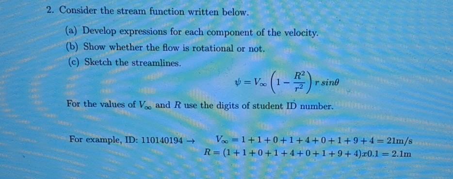 Solved 2. Consider the stream function written below. (a) | Chegg.com