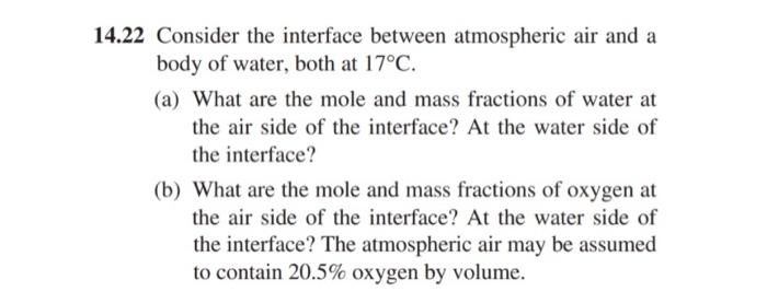 Solved 14.22 Consider the interface between atmospheric air | Chegg.com