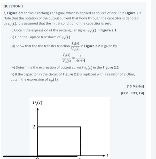 Solved QUESTION 2 a) Figure 2.1 shows a rectangular signal, | Chegg.com