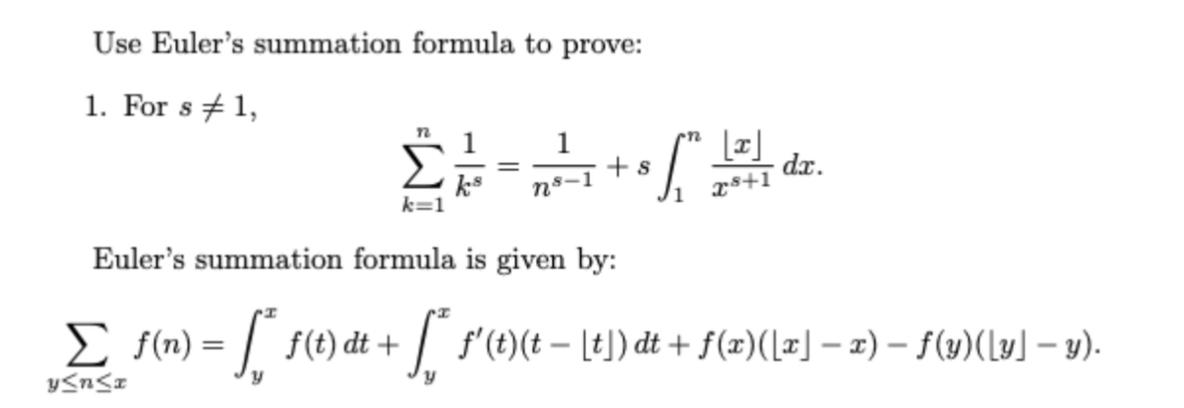 Solved Use Euler's summation formula to prove:For | Chegg.com