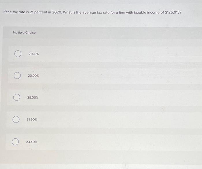 Solved If The Tax Rate Is 21 Percent In 2020 What Is The Chegg