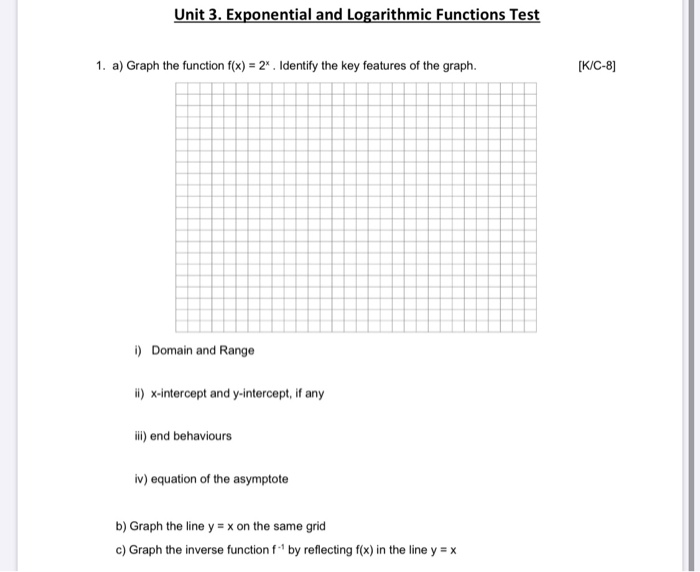 Exponential And Logarithmic Functions Equations Unit Test A Tessshebaylo