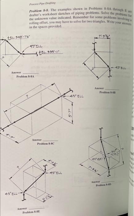Solved Process Pipe Drafting Problem 8-8. The examples shown | Chegg.com