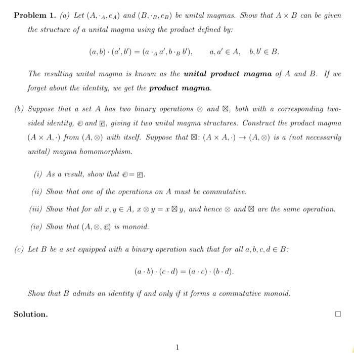 Solved Problem 1. (a) Let (A, A, EA) And (B, B, CB) Be | Chegg.com