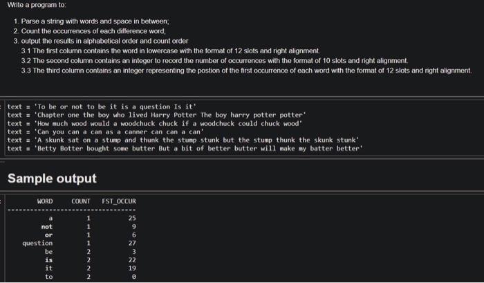 Solved Write a program to: 1. Parse a string with words and | Chegg.com