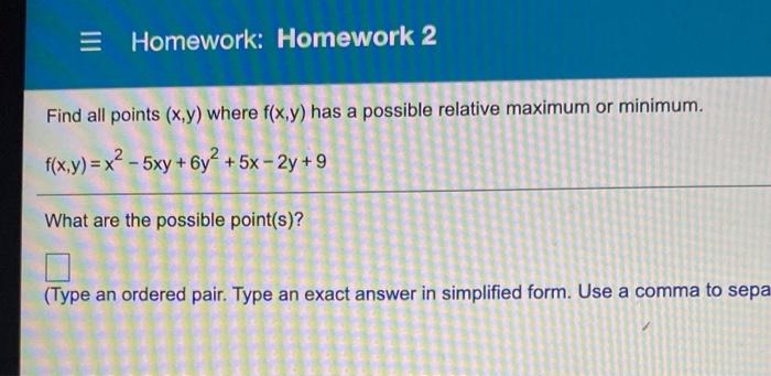 Solved = Homework: Homework 2 Find all points (x,y) where | Chegg.com