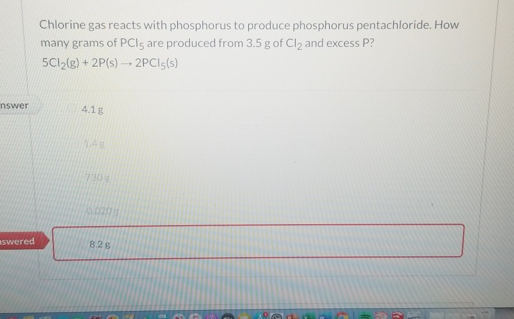 Solved Chlorine gas reacts with phosphorus to produce | Chegg.com