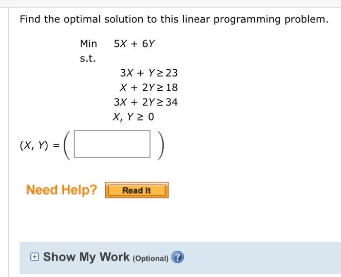Solved Find the optimal solution to this linear programming | Chegg.com