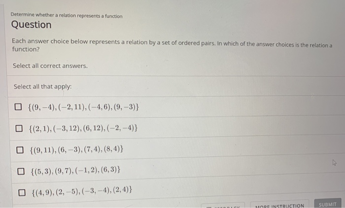 Solved Determine whether a relation represents a function | Chegg.com