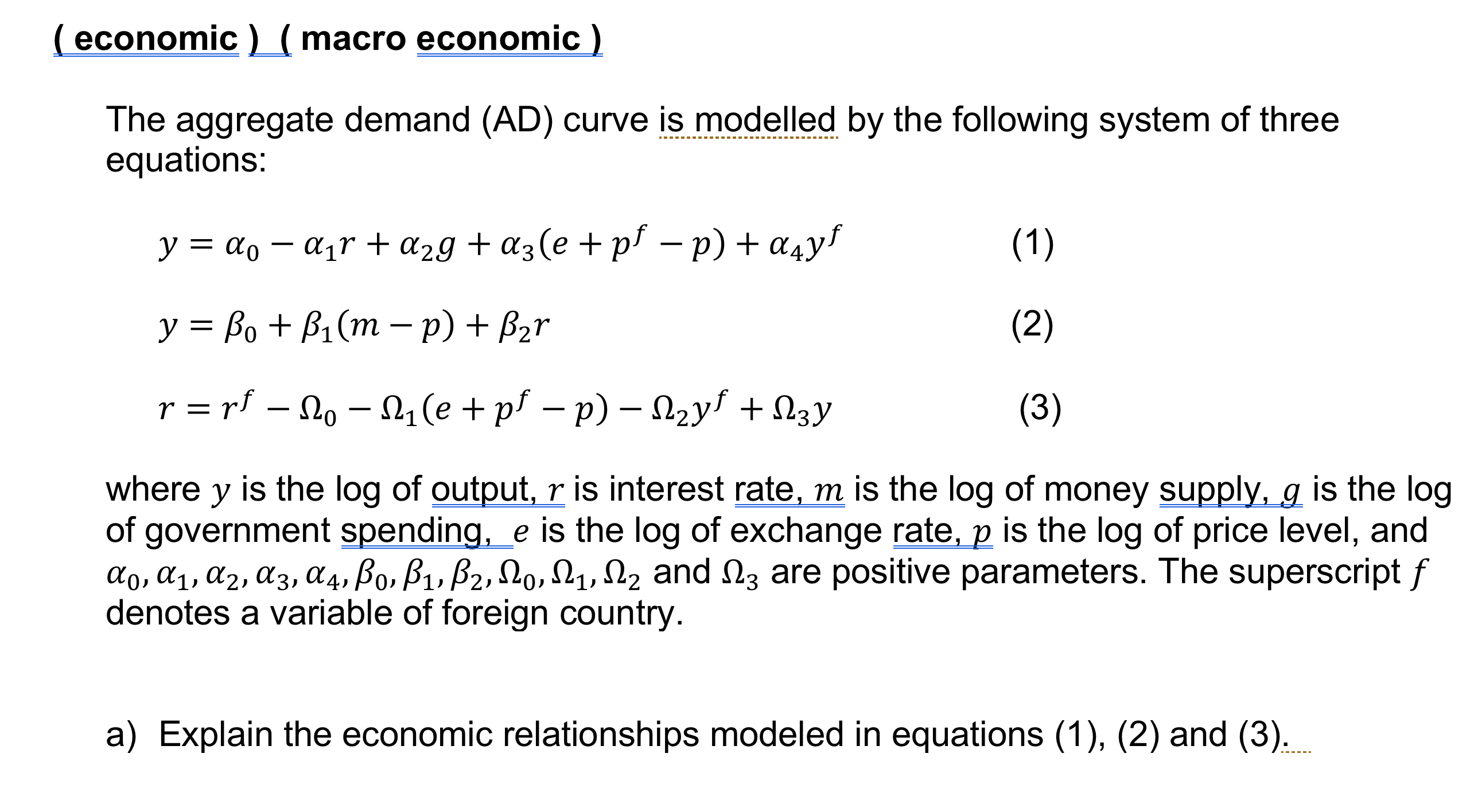 Solved (economic) ( ﻿macro economic)The aggregate demand | Chegg.com