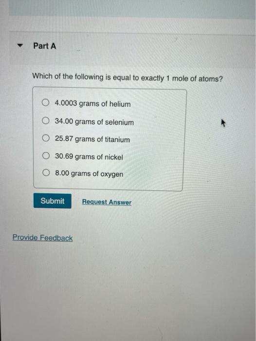 the value of 1 mole is equal to