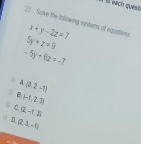 Solved each questi 23 Solve the following systems of | Chegg.com