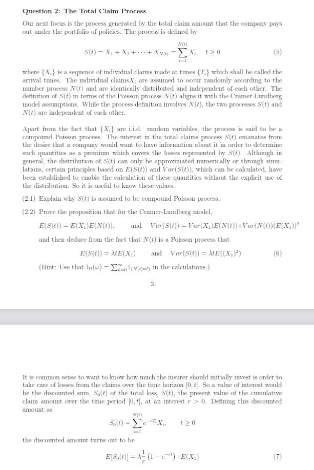 Solved Question 2 The Total Claim Process Our next focus is