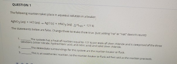 Solved QUESTION 1 The following reaction takes place in | Chegg.com