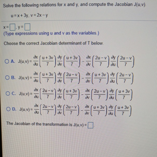 Solved Solve The Following Relations For X And Y And Com Chegg Com