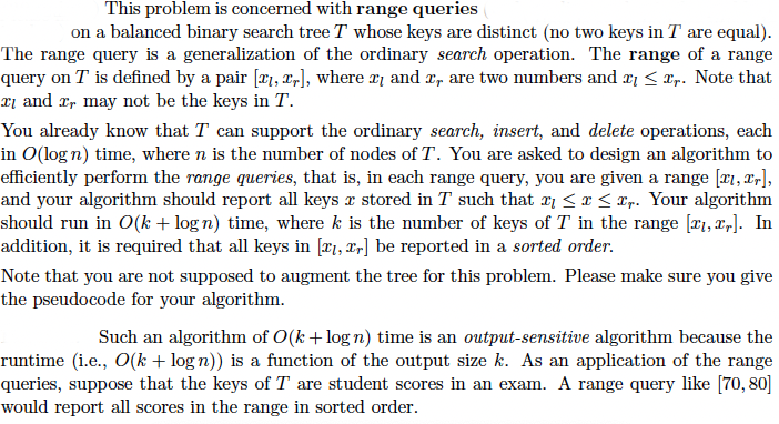 Solved This problem is concerned with range queries on a | Chegg.com
