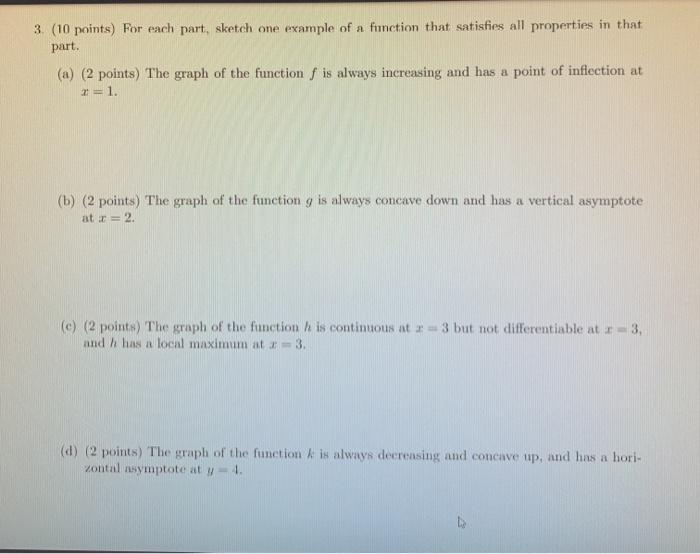 Solved 3 (10 points) For each part, sketch one example of a | Chegg.com
