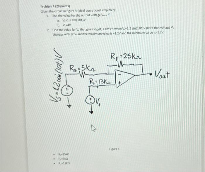 Solved Problem 4 (20 Points) Given The Circuit In Figure 4 | Chegg.com