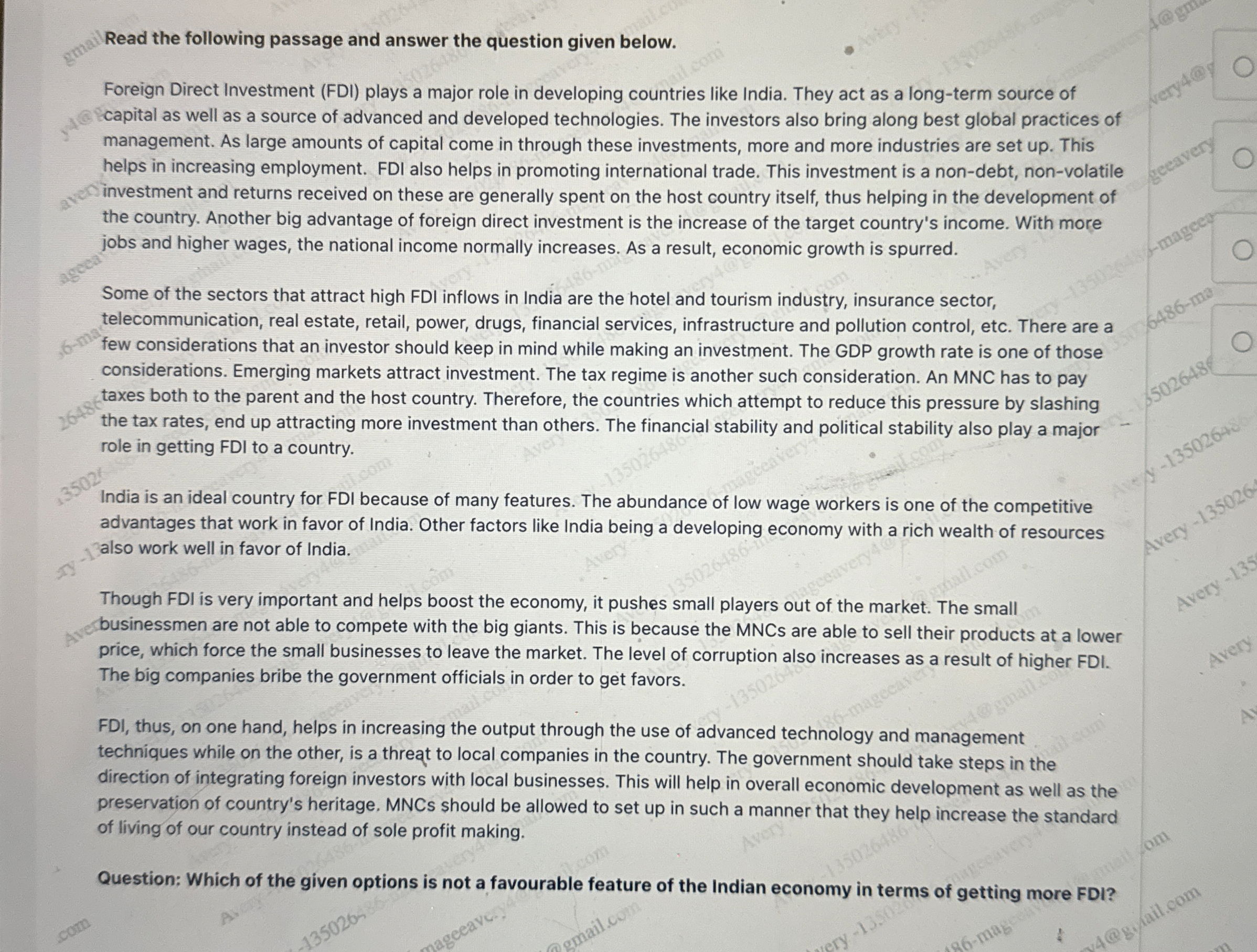 Solved Read the following passage and answer the question | Chegg.com