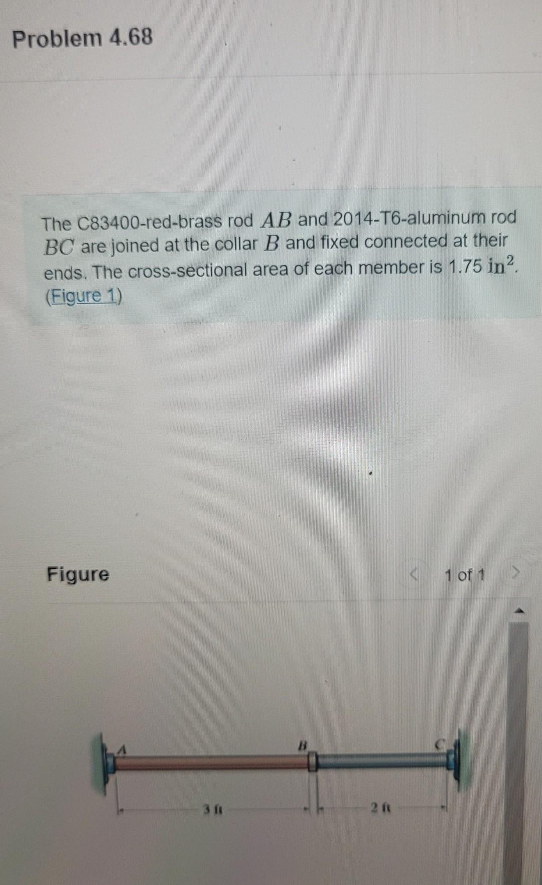 Solved The C83400redbrass rod AB and 2014T6aluminum rod