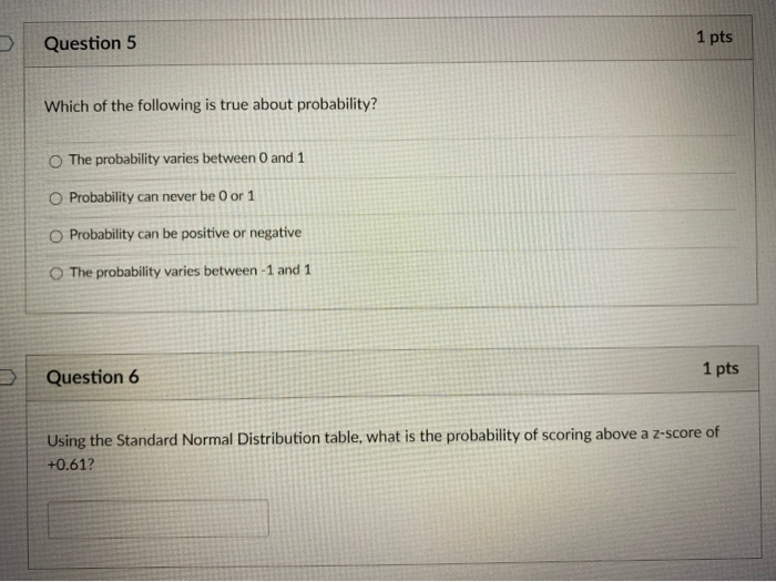 Solved Question 3 1 pts Using the Standard Normal | Chegg.com