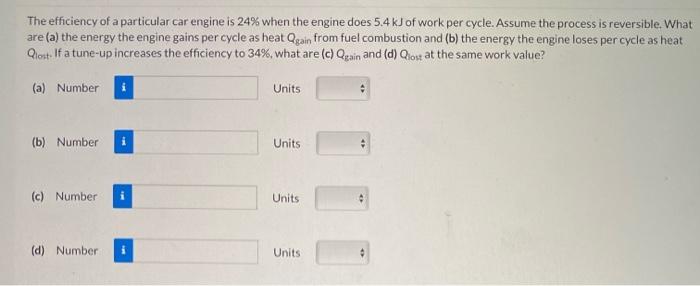 Solved The efficiency of a particular car engine is 24% when | Chegg.com