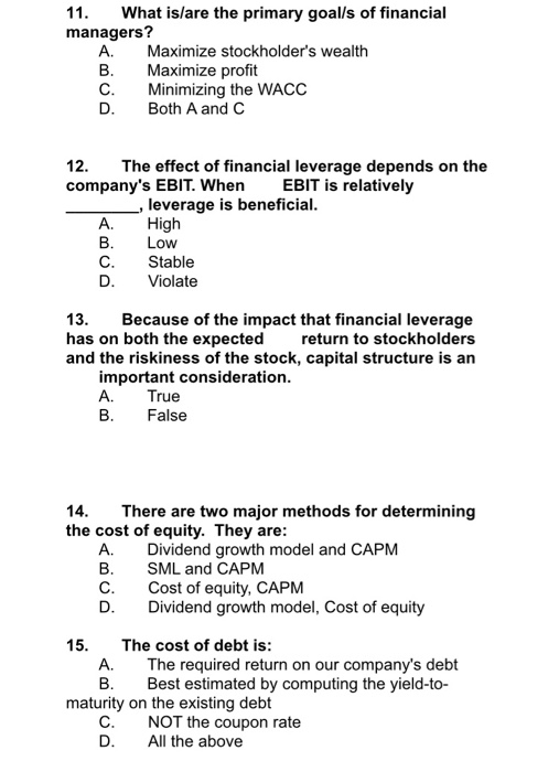 The Primary Goal Of Financial Management Is To Maximize