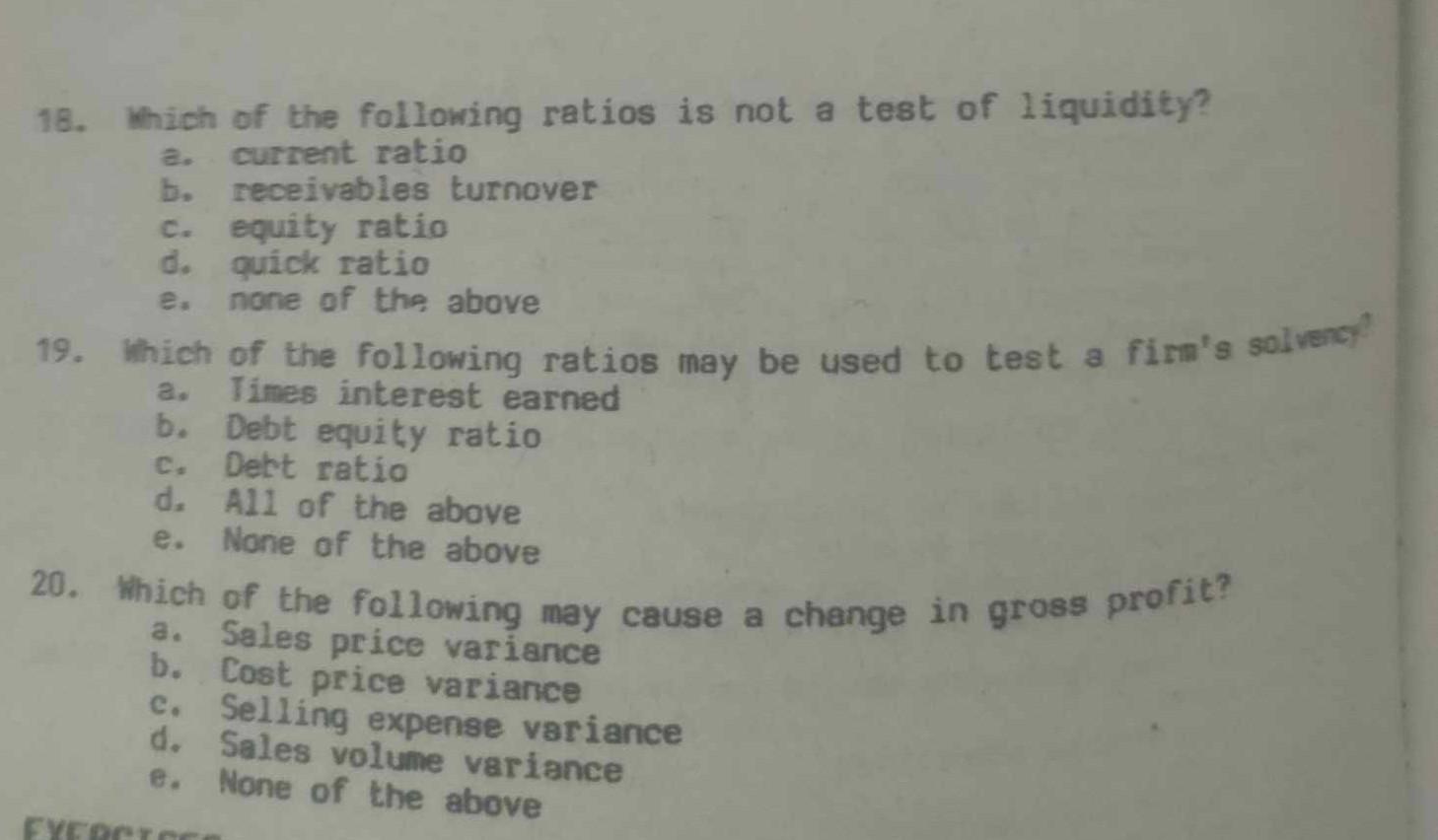 Solved 1. Which of the following should not be included as | Chegg.com