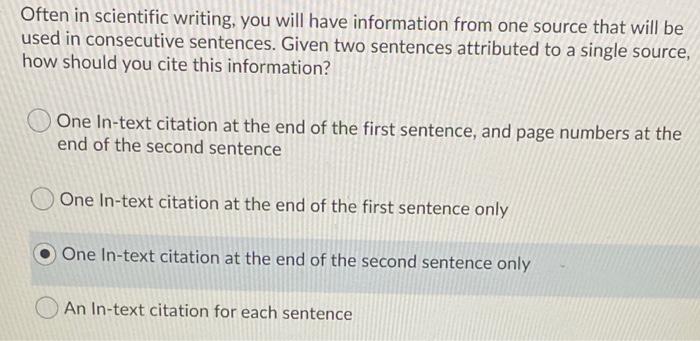 Citation Used In A Sentence Solved Often In Scientific Writing, You Will Have | Chegg.com