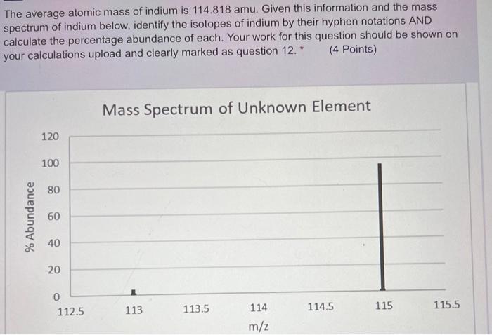 Solved The average atomic mass of indium is 114.818amu. | Chegg.com