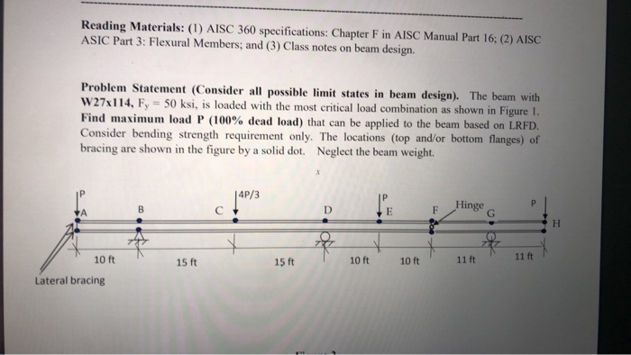 Solved Reading Materials: (1) AISC 360 specifications: | Chegg.com