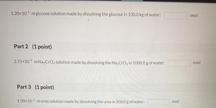 Solved how many moles of solute are there in the following | Chegg.com