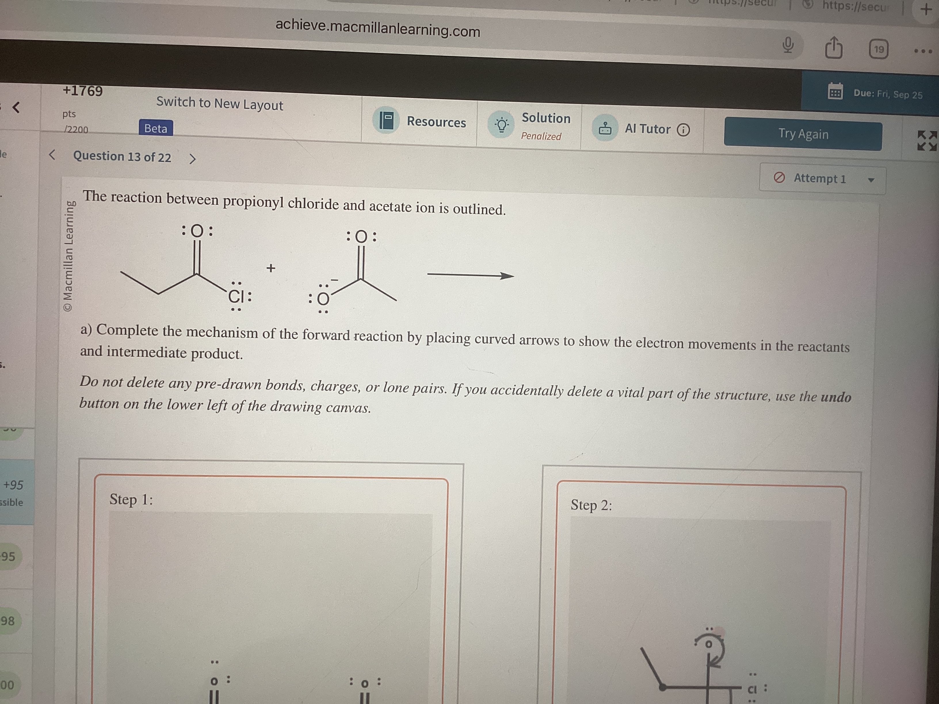 a) ﻿Complete the mechanism of the forward reaction by | Chegg.com