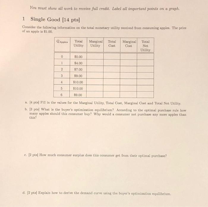 Solved You must show all work to receive full credit. Label | Chegg.com