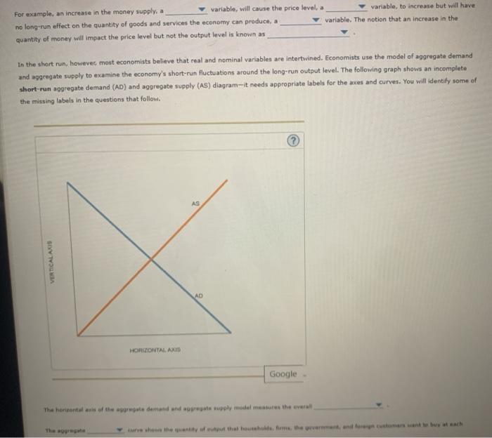 Solved For example, an increase in the money supply, a | Chegg.com