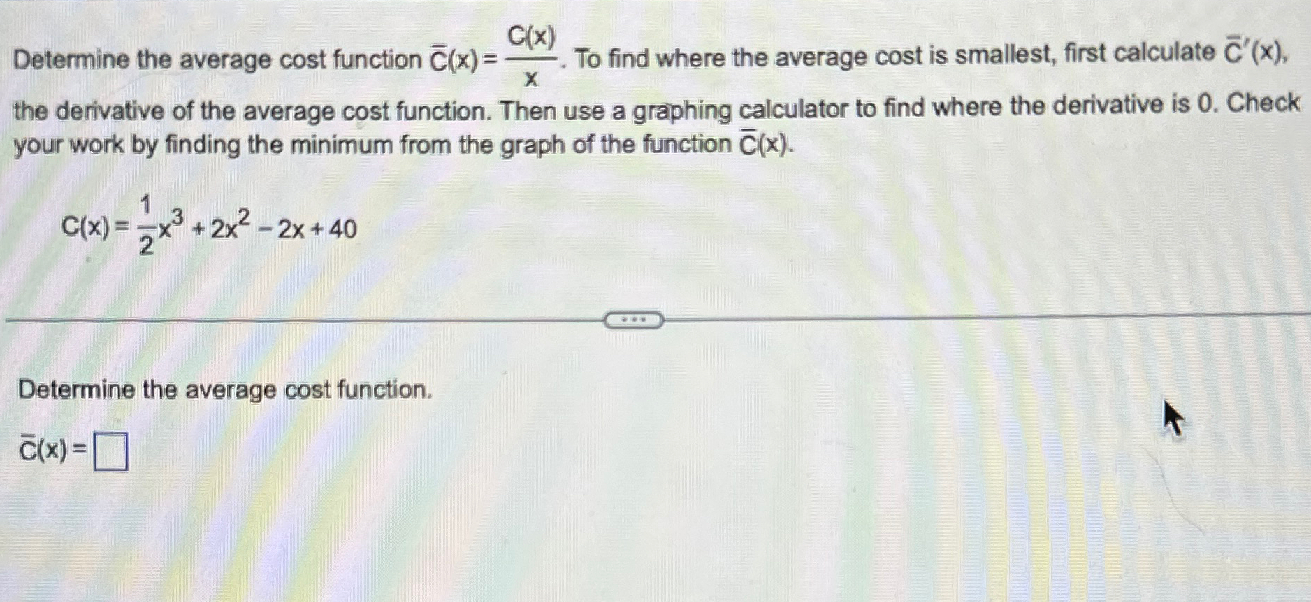 Solved Determine the average cost function | Chegg.com