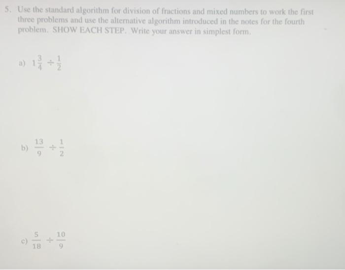 Solved 5. Use the standard algorithm for division of | Chegg.com