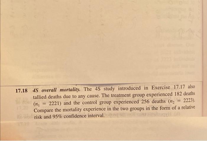 Solved 17.18 4S overall mortality. The 4S study introduced | Chegg.com