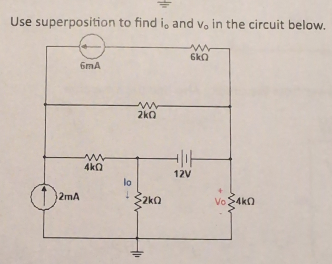 Solved Use Superposition To Find I0 ﻿and V0 ﻿in The Circuit