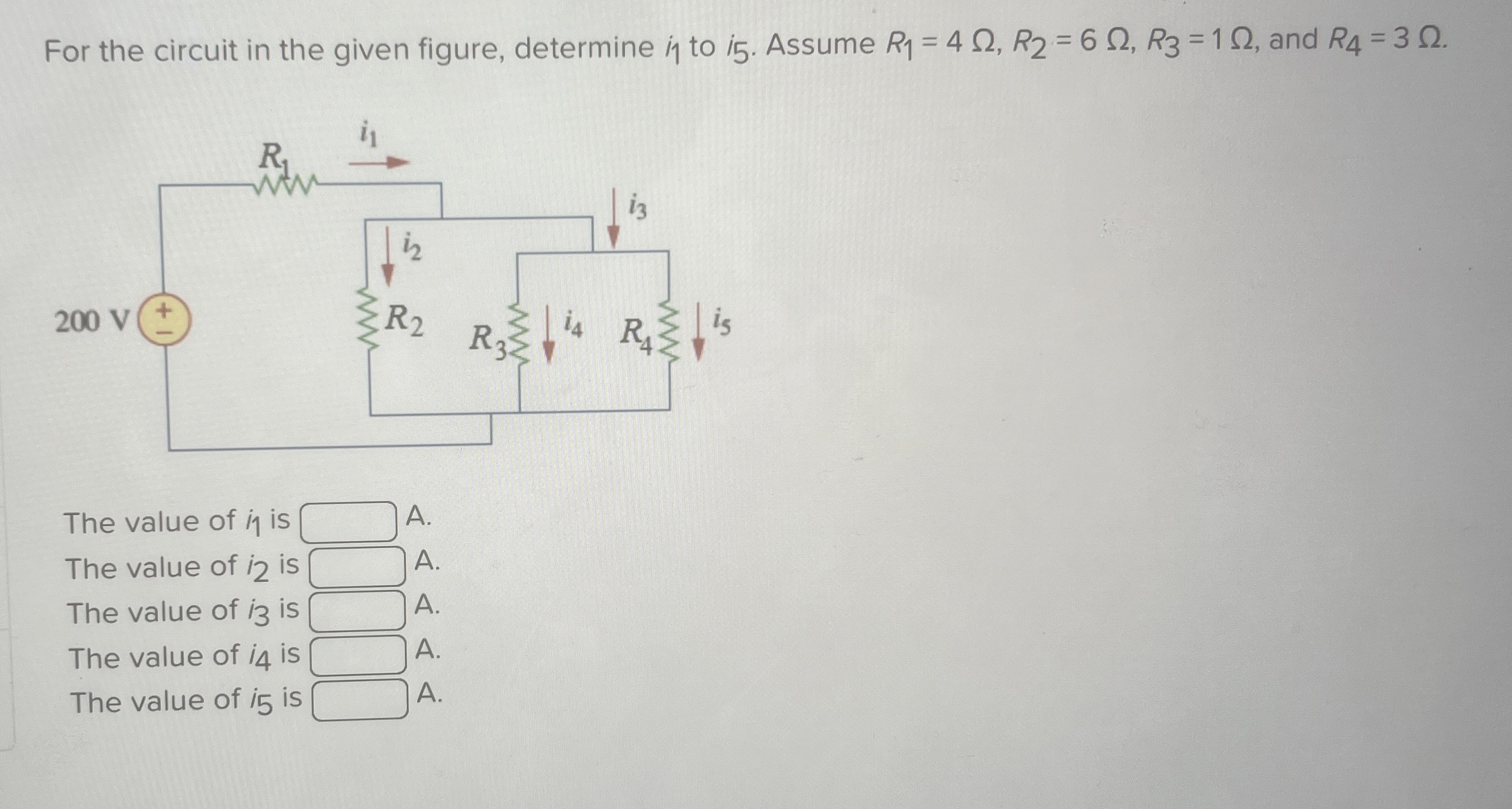 Solved For the circuit in the given figure, determine i1 ﻿to | Chegg.com