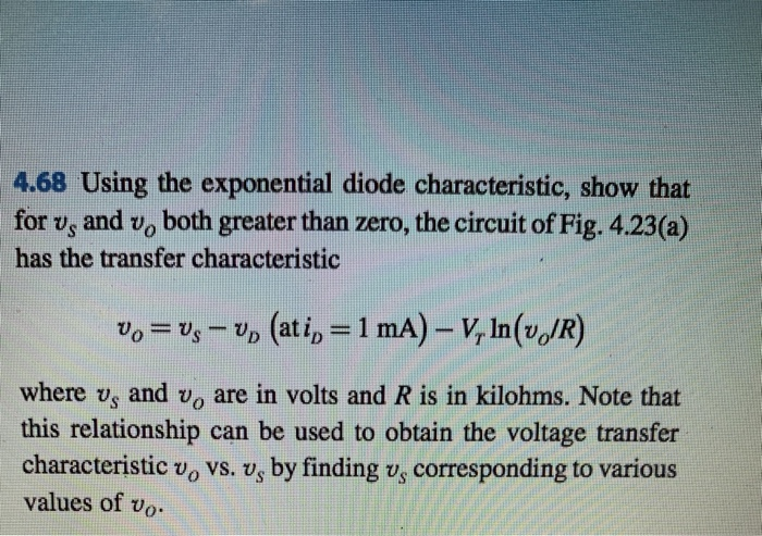 4.68 Using the exponential diode characteristic, show | Chegg.com