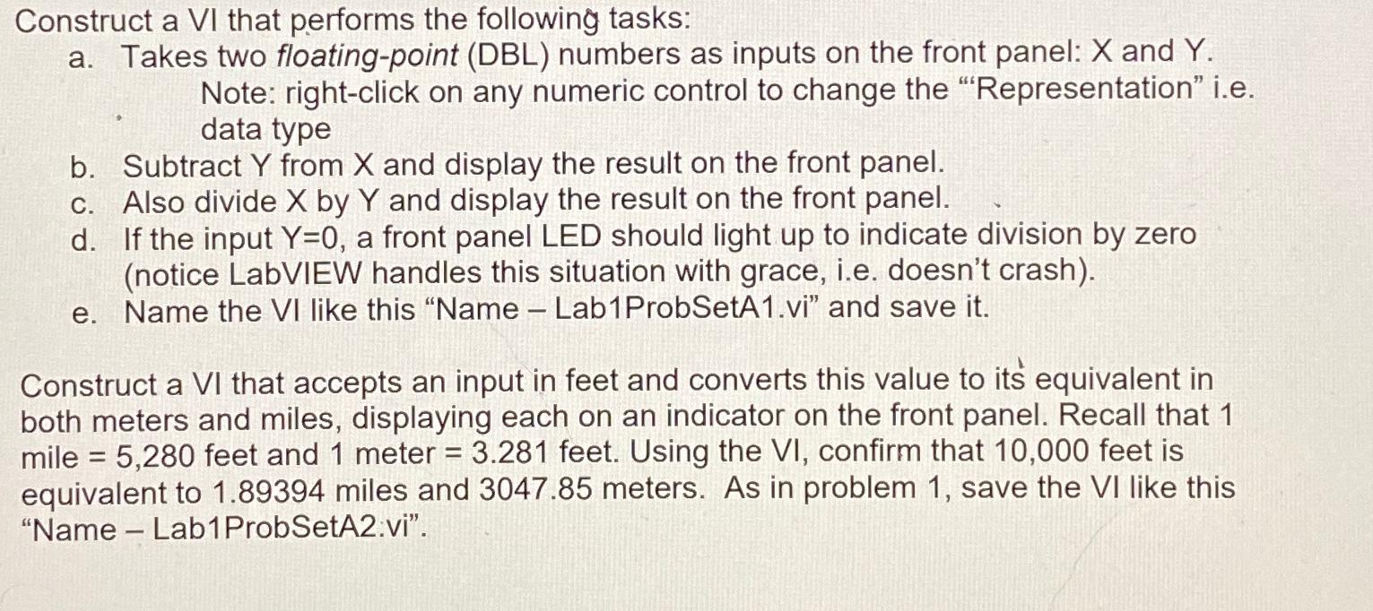 Solved Construct a VI that performs the following tasks:a. | Chegg.com